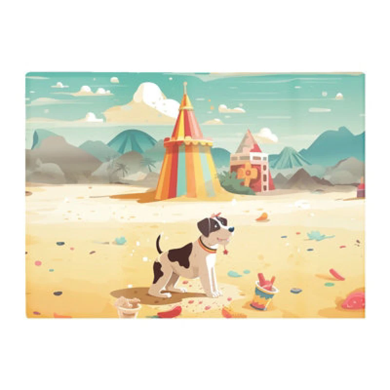 Image of Warren Reed Designer Doggy On A Beach Holiday Glass Chopping Board