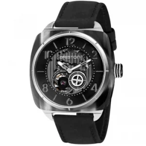 Image of Briston Streamliner Skeleton Black Dial Black Leather Strap 201042.SA.G.1.CH Mens Watch