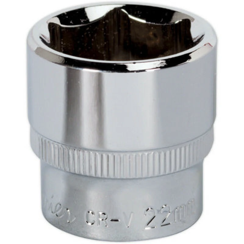 Image of Loops 22mm Forged Steel Drive Socket - 3/8" Square Drive - Polished Chrome Vanadium Metallics