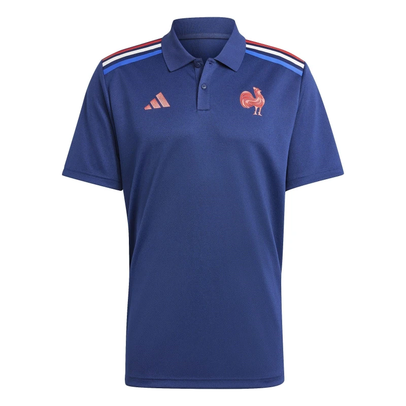 Image of adidas France Rugby Home Polo Shirt 2024 Adults - Blue Blue S