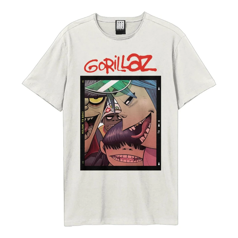 Image of Amplified Amplified Men Polaroid Slide Gorillaz T-Shirt in White Size: X-Small White XS Male 5063750847078