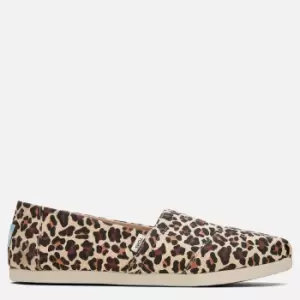 Image of TOMS Womens Alpargata Vegan Slip-On Pumps - Beige Classic Leopard - UK 4
