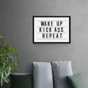 Image of East End Prints Kick Ass Repeat Print Black and white