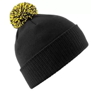 Image of Beechfield Adults Unisex Snowstar Beanie (One Size) (Black/Yellow)