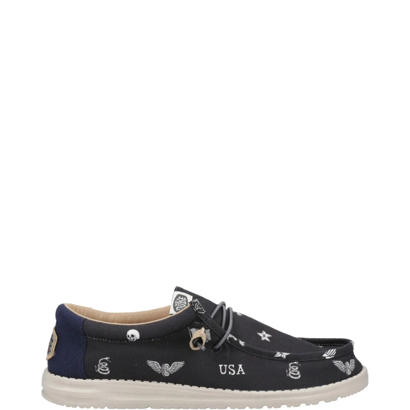 Image of HEYDUDE HEYDUDE Wally Stars n Skulls Shoe - Black 10 Male
