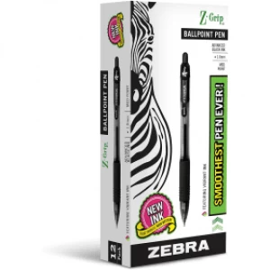 Image of Zebra Z-Grip Ballpoint Pen 1.0mm - Black (12 Pack)
