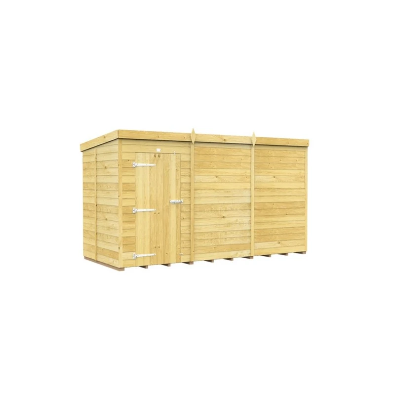 Image of Buttercup Farm 12 x 5 Feet Pent Shed - Single Door W/O Window - L147 x W358 x H201cm in Brown Brown Unisex