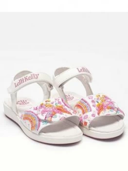 Image of Lelli Kelly Girls Dorothy Unicorn Sandal - White, Size 2 Older