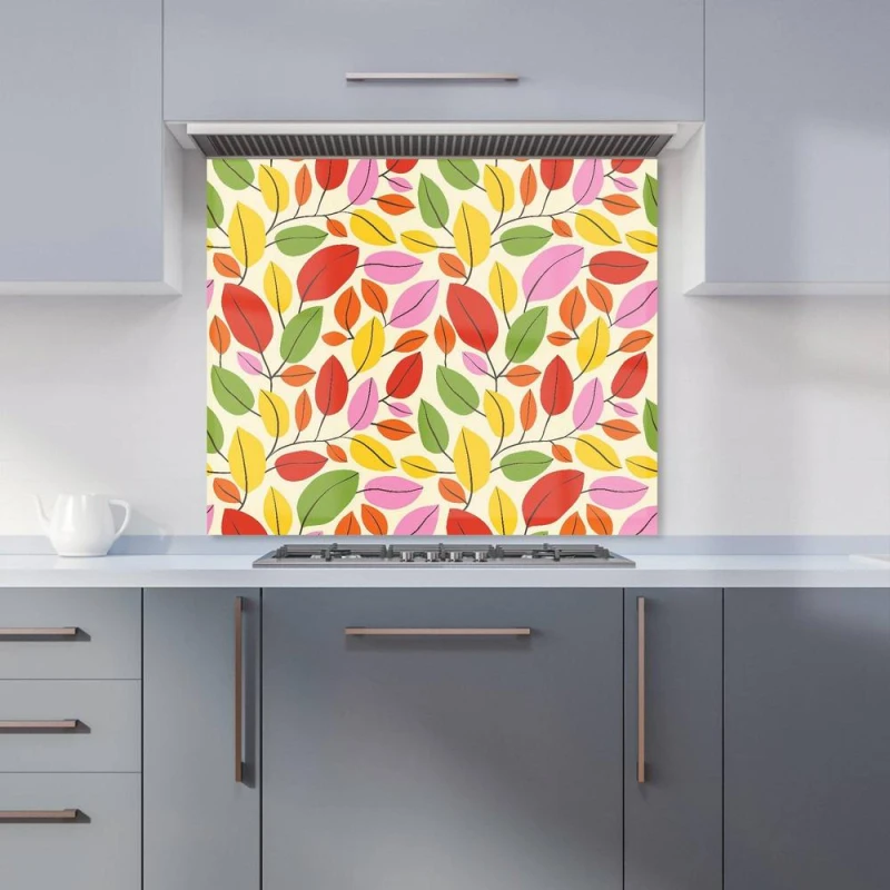 Image of Warren Reed - Designer Autumn Leaves Kitchen Splashback in Red Size: 900mm x 750mm Red Unisex 900mm x 750mm