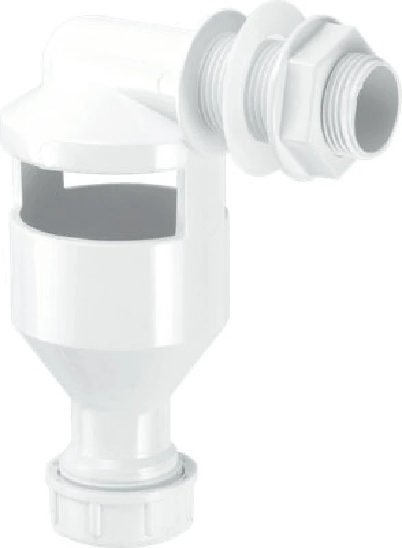 Image of McAlpine TUN-3 One Piece Side Inlet Tun Dish with 3/4" Inlet x 19/23mm Universal Outlet Silver