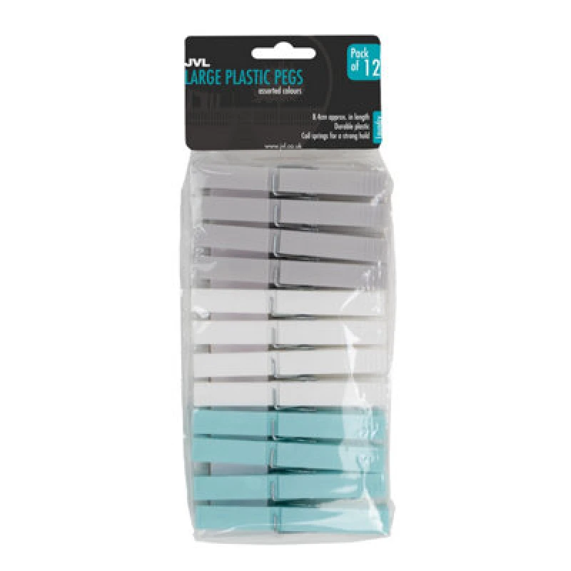 Image of Jvl Large Strong Hold Plastic Pegs, Pack Of 12, Aqua