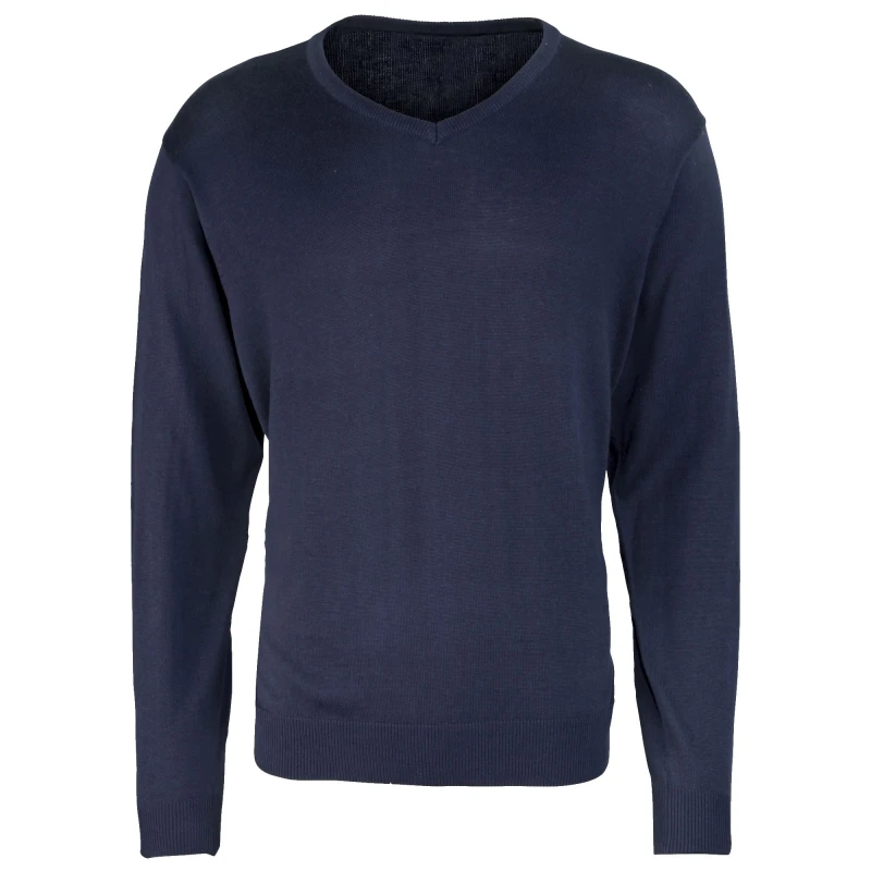 Image of Premier Premier Men V-Neck Knitted Sweater in Navy Size: X-Small Navy XS Male 5055805367778