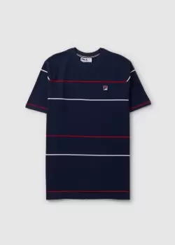 Image of Fila Mens Thiago T-Shirt In Navy/Teal/Red