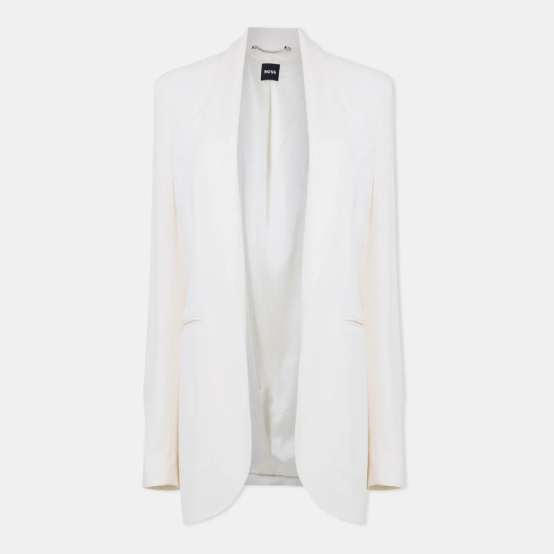 Image of Boss Womens Jirea Tailored Formal Jacket Open White female 6 (XS)