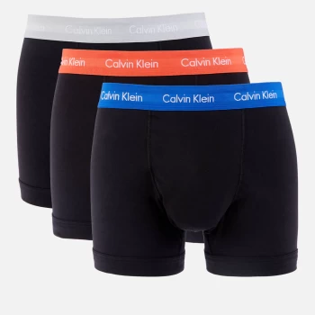 Image of Calvin Klein Mens 3 Pack Trunk Boxer Shorts - Royalty/Grey/Exotic Coral - M