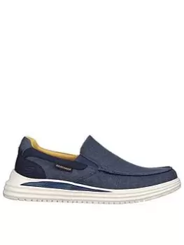 Image of Skechers Air-cooled Classic Fit Casual Slip On Shoe - Navy, Size 8, Men