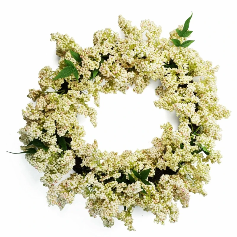 Image of Leaf Premium Quality 55cm Artificial White Berries Wreath