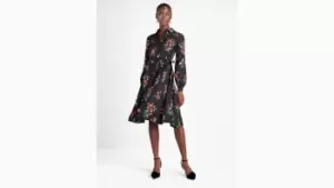 Image of Autumn Floral Silk-blend Shirtdress