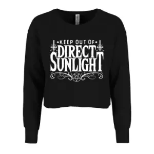 Image of Grindstore Womens/Ladies Keep Out of Direct Sunlight Crop Sweatshirt (L) (Black/White)