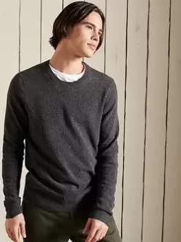 Image of Superdry Lambswool Lightweight Knit, Charcoal Marl Size M Men