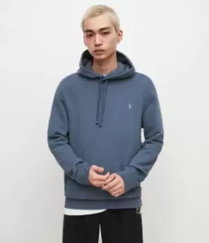Image of AllSaints Mens Raven Pullover Hoodie, Stormy Blue, Size: M