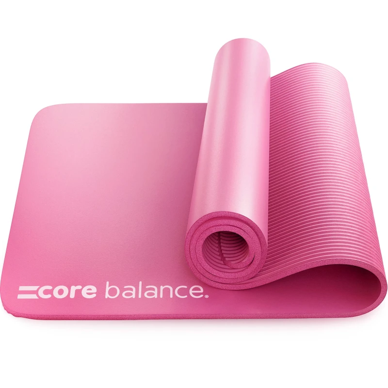 Image of Core Balance Yoga Pilates Mat 10mm Thick Foam Exercise Gym Fitness Carry Strap Core Balance Pink