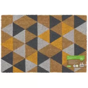 Image of Eco-Friendly Colour Pattern Latex Backed Coir Entrance Door Mat, Geometric Design