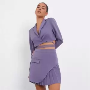 Image of I Saw It First Asymmetric Pleated Mini Skirt - Purple