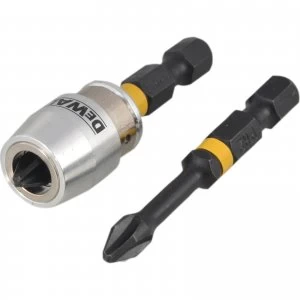 Image of DEWALT Impact Torsion Bit and Magnetic Screwlock Sleeve PH2 50mm Pack of 2