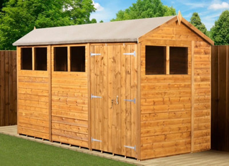Image of Empire Sheds Empire Modular Apex 6X12 Dipped Treated Tongue And Groove Wooden Garden Shed Double Door Windows (6' X 12' / 6ft X 12ft) (6X12)