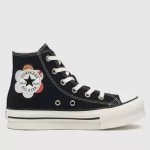 Image of Converse Black & White Hi Eva Lift Girls Junior Trainers