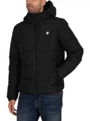 Image of Hooded Sports Puffer Jacket