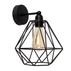 Image of Cambourne Black Steampunk Wall Light with a Black Diablo Shade