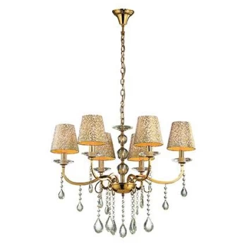 Image of Pantheon 6 Light Multi Arm Chandelier Gold Finish, E14