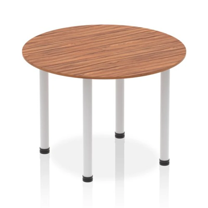 Image of Impulse Impulse 1000mm Round Table Walnut Top Silver Post Leg IPLCT10WNT