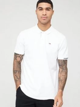 Image of Tommy Jeans Branded Rib Polo Shirt - White