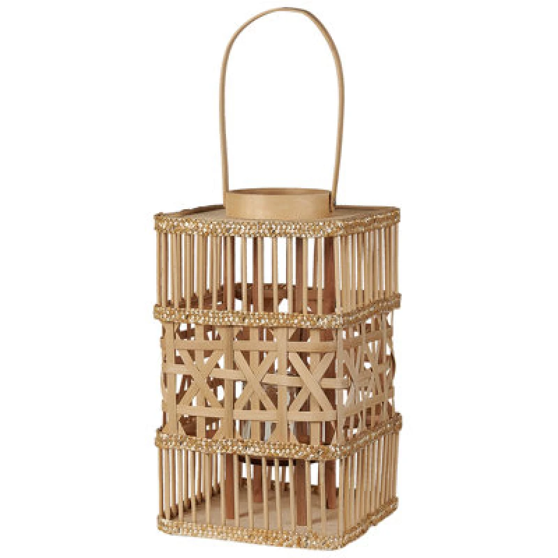 Image of Beliani Garden Lantern Lantern Lumbis Bamboo Wood 54cm Natural