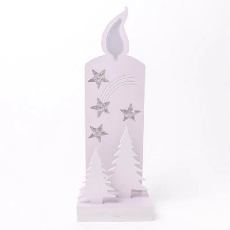 Image of Shatchi Wooden Christmas Decoration Pre Lit LED Silhouette Nativity Scene Ornament Table Window Battery Operated, White, 46Cm