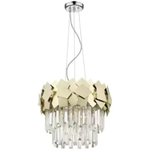 Image of Zumaline Quasar Crystal Pendant Ceiling Light, Gold, Clear, 5x E14