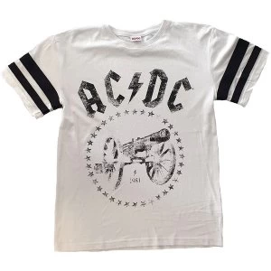 Image of AC/DC - For Those About to Rock American Football Style Unisex Small T-Shirt - White