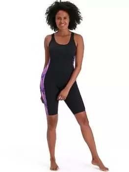 Image of Speedo Leaderback Kneesuit, Black, Size 32, Women
