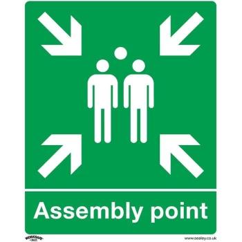 Image of SS37P10 Safe Conditions Safety Sign - Assembly Point - Rigid Plastic - Pack of 10 - Sealey
