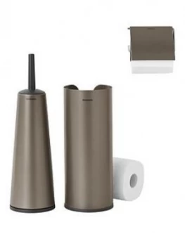 Image of Brabantia 3 Piece Toilet Accessory Set - Platinum