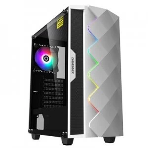 Image of GameMax White Diamond Mid Tower 1 x USB 3.0 / 1 x USB 2.0 Tempered Glass Side Window Panel White Case with Addressable RGB LED Lighting & Fan
