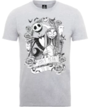 Image of Disney The Nightmare Before Christmas Jack Skellington And Sally Grey T-Shirt - M