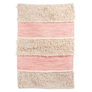 Image of Sass & Belle Pink Scandi Boho Tufted Stripe Rug