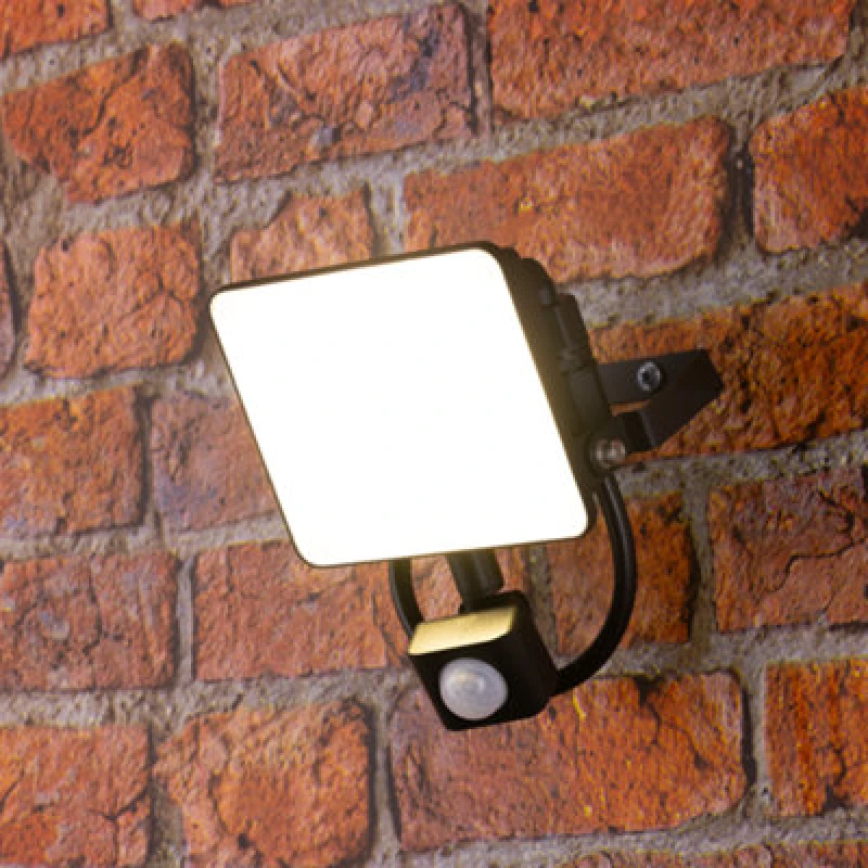 Image of Tcp 20W LED Floodlight With Pir Motion Sensor, Efficient Outdoor Light With Screwless Connector