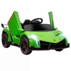 Image of HOMCOM Lamborghini Veneno Licensed 12V Kids Electric Ride on Car w/ Butterfly Doors, Portable Battery, Powered Electric Car w/ Bluetooth, Green