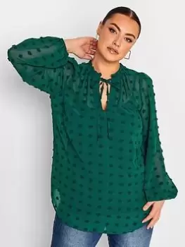 Image of Yours Yours Dobby Blouse Green, Size 16, Women