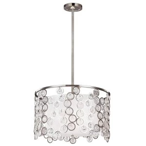 Image of 3 Light Round Ceiling Pendant Polished Nickel, E27